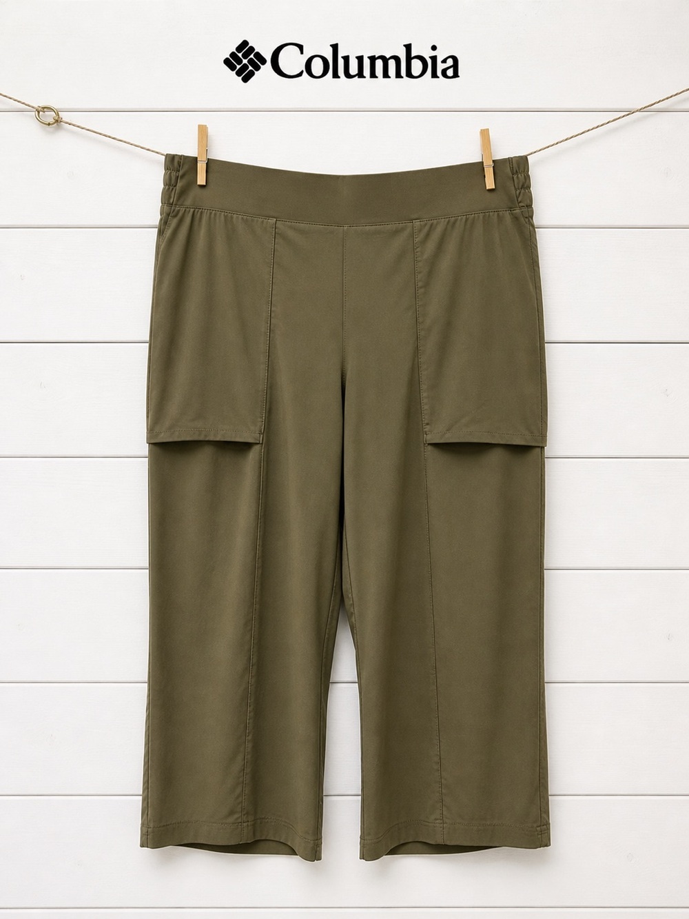 COLUMBIA Khaki Green Capri Pants 1X NWOT